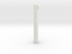 Happy Birthday Vertical Bar Pendant in White Natural Versatile Plastic