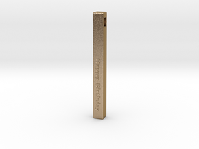 Happy Birthday Vertical Bar Pendant in Polished Gold Steel