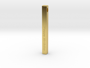 Happy Birthday Vertical Bar Pendant in Polished Brass