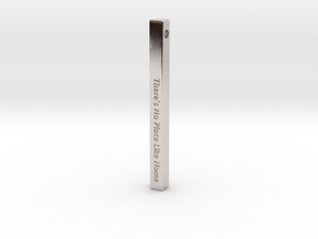 Vertical Bar Pendant "There’s no place like home" in Rhodium Plated Brass