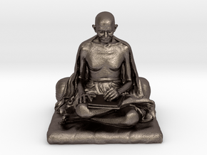 Gandhi with letter in Polished Bronzed-Silver Steel: Medium