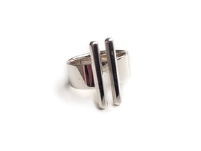 Double Rod Ring in Polished Silver: 7 / 54