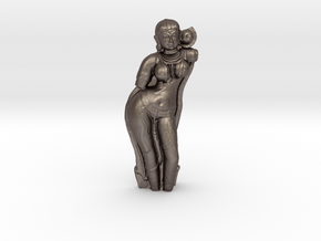 Yakshini Sculpture in Polished Bronzed-Silver Steel: Medium