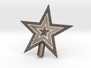 Star Glistening Tree Topper - 10cm 4"  in Polished Bronzed-Silver Steel