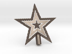 Star Glisten Tree Topper - 10cm 4"  in Polished Bronzed-Silver Steel