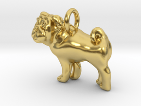 Pug Pendant in Polished Brass