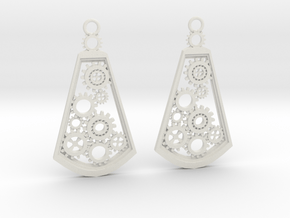 Steampunk earrings in White Natural Versatile Plastic: Medium