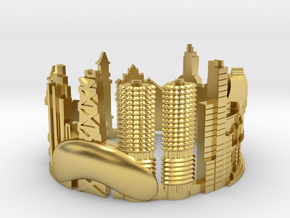 Chicago - Skyline Cityscape Ring  in Polished Brass: 6 / 51.5