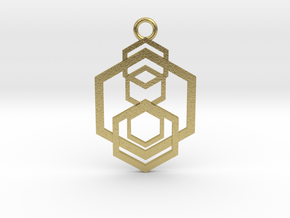 Geometrical pendant no.5 metal in Natural Brass: Large