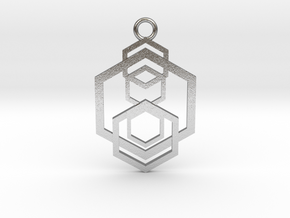 Geometrical pendant no.5 metal in Natural Silver: Large