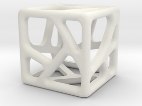 Voronoi Cube Pendant | 10mm in White Natural Versatile Plastic