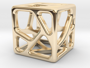 Voronoi Cube Pendant | 10mm in 14k Gold Plated Brass