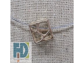 Voronoi Cube Pendant | 10mm in Polished Silver