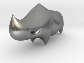 Rhino Sculplture in Natural Silver: 15mm