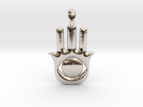 Hamsa-khamsa Hand Necklace Charm. in Platinum