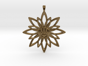 Blooming Hamsa Hand Flower Jewelry Pendant in Natural Bronze