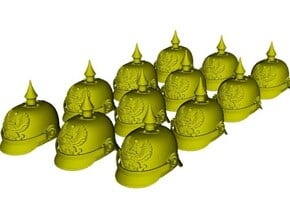 1/32 scale German pickelhaube helmets x 12 in Tan Fine Detail Plastic