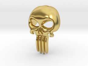 Skull Pendant in Polished Brass: Small