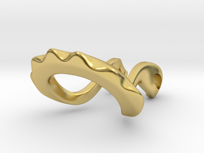 Ring holder pendant: Embrace in Polished Brass: Small