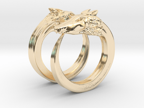 Double wolves ring (1,75cm) in 14k Gold Plated Brass