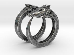 Double wolves ring (1,75cm) in Antique Silver
