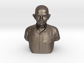 Young Gandhi in Polished Bronzed-Silver Steel: Medium