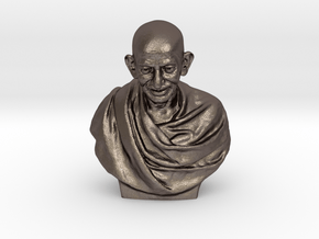 Gandhi bust in Polished Bronzed-Silver Steel: Medium