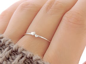 Twin Heart Ring (Multiple Sizes) in Polished Silver: 6 / 51.5