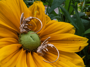 Honey Bee Hoop - Single Earring - Vessels in Natural Bronze
