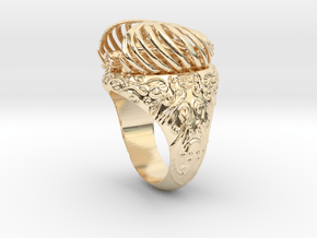 "My Beloved" Ribcaged Heart Ring in 14K Yellow Gold