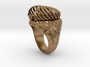 "My Beloved" Ribcaged Heart Ring in Natural Brass