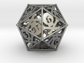 D20 Balanced - Skull and Bones in Natural Silver
