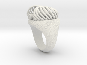 "My Beloved" Ribcaged Heart Ring in White Natural Versatile Plastic