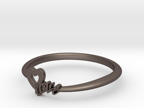 KTFRD01 Heart LOVE Fancy Ring design in Polished Bronzed-Silver Steel