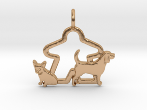 Meeple dog lover pendant gamer necklace in Polished Bronze