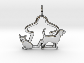 Meeple dog lover pendant gamer necklace in Polished Silver