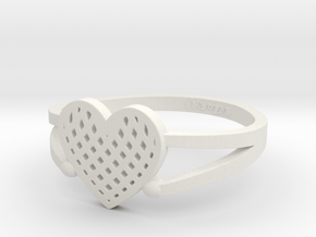 KTFRD04 Filigree Heart Geometric Ring design 3D Pr in White Natural Versatile Plastic