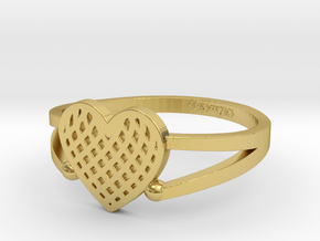 KTFRD04 Filigree Heart Geometric Ring design 3D Pr in Polished Brass