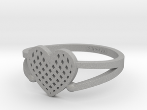 KTFRD04 Filigree Heart Geometric Ring design 3D Pr in Aluminum