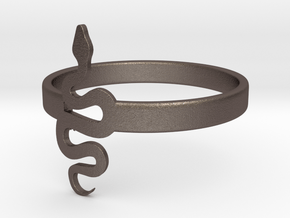 KTFRD05 Filigree Snake Geometric Ring design 3D Pr in Polished Bronzed-Silver Steel