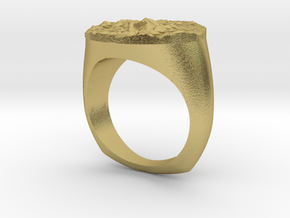 SIZE 7 MT EVEREST TOPOGRAPHICAL RING in Natural Brass