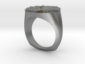 SIZE 7 MT EVEREST TOPOGRAPHICAL RING in Natural Silver