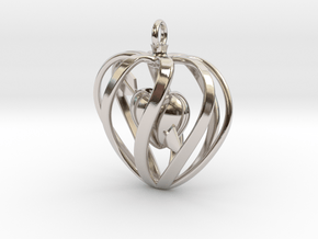 Heart Cage Pendant in Platinum