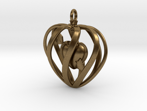 Heart Cage Pendant in Natural Bronze