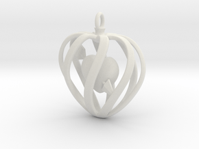 Heart Cage Pendant in White Natural Versatile Plastic