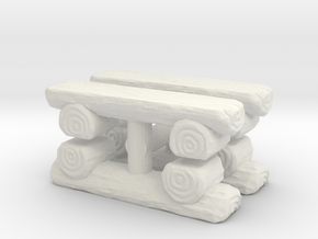 Log Bench (x4) 1/100 in White Natural Versatile Plastic