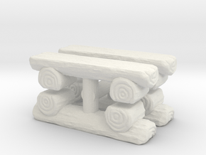 Log Bench (x4) 1/48 in White Natural Versatile Plastic