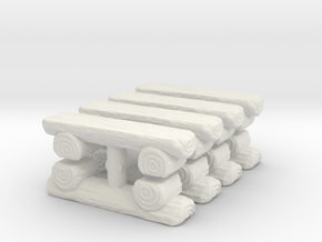 Log Bench (x8) 1/144 in White Natural Versatile Plastic