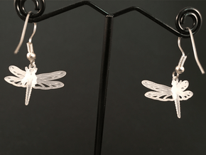Dragonfly Earrings in Smooth Fine Detail Plastic