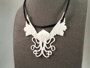 Winged Cthulhu Necklace in White Natural Versatile Plastic